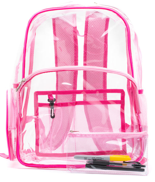 clear backpack pink